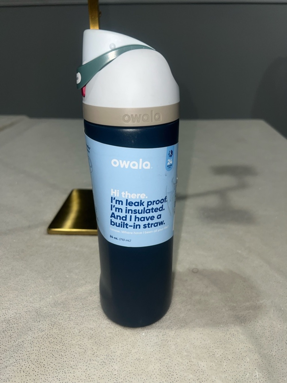 Owala Insulated Straw Bottle - Navy & White